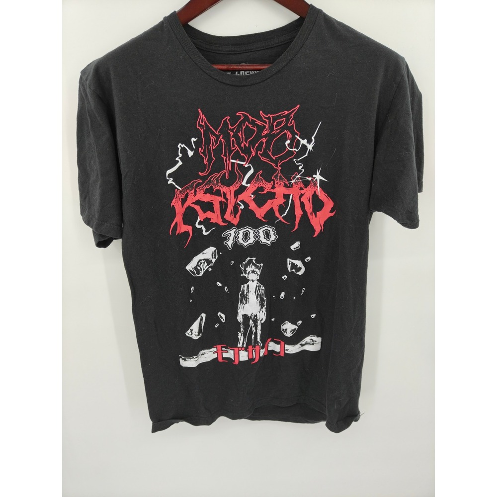 Mob Psycho 100 Ripple Junction Mens Large Black Graphic T-Shirt Anime Metal